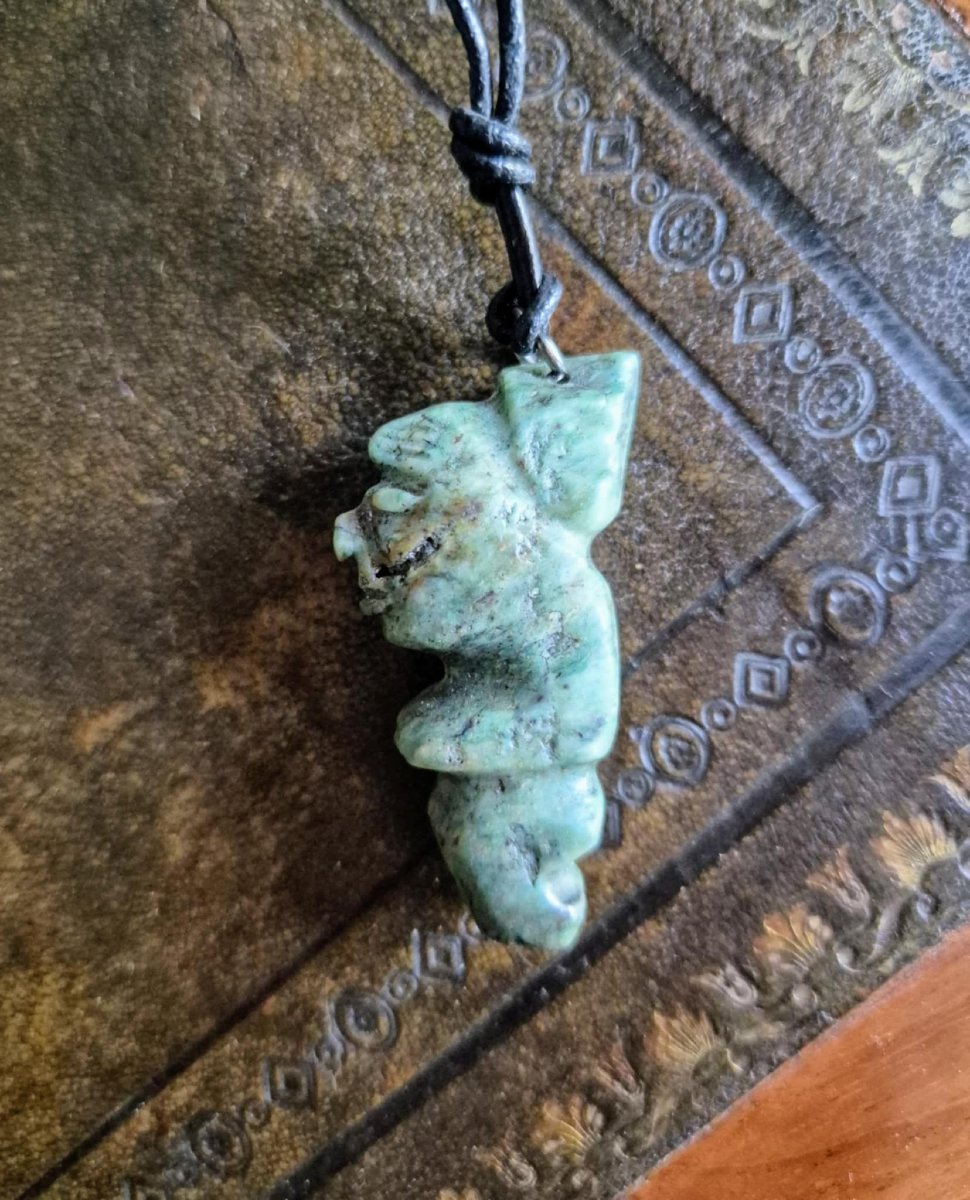 Mayan Jadeite Talismanic Amulet - Antique Pendant -photo-3