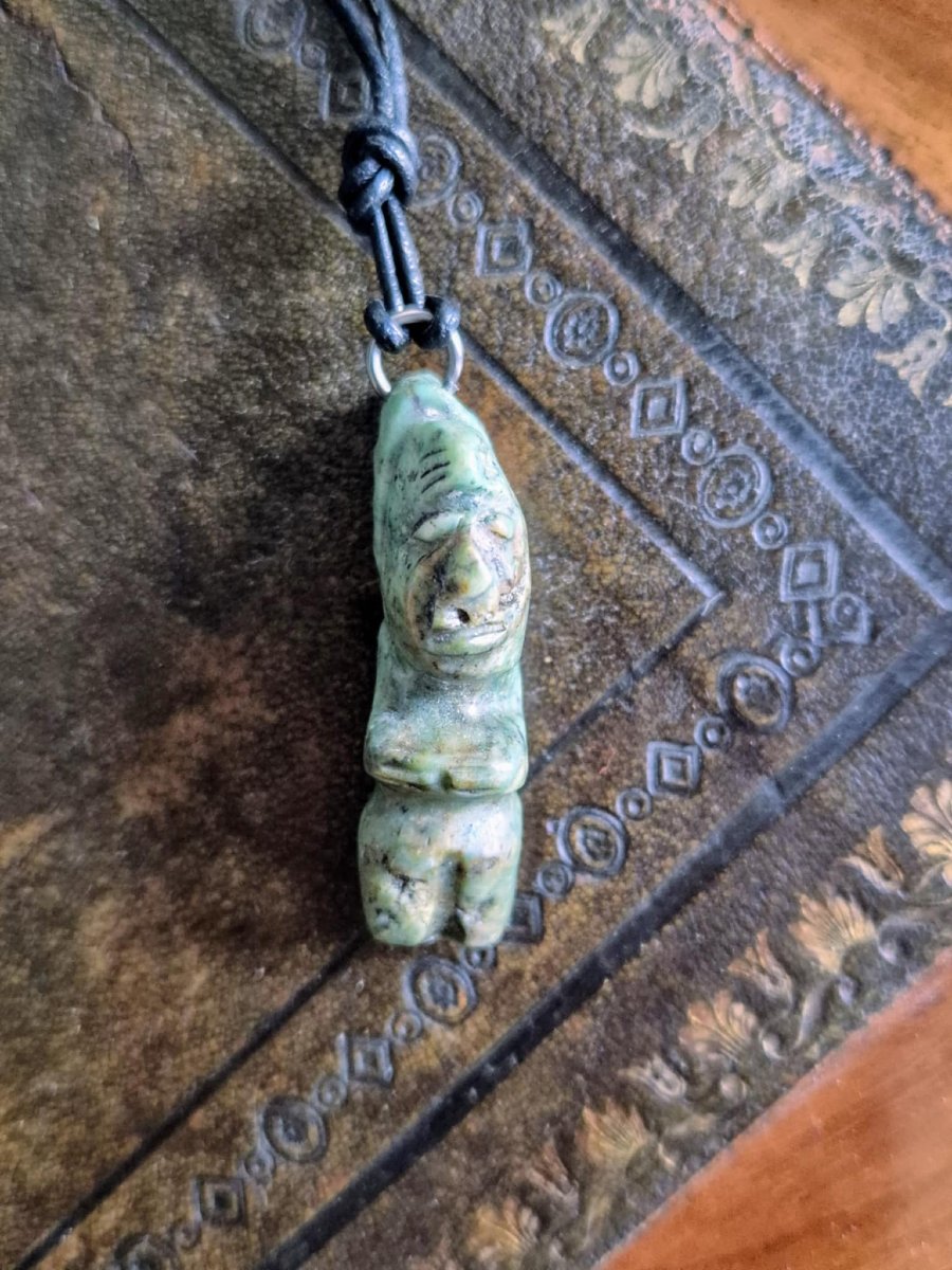 Mayan Jadeite Talismanic Amulet - Antique Pendant -photo-4