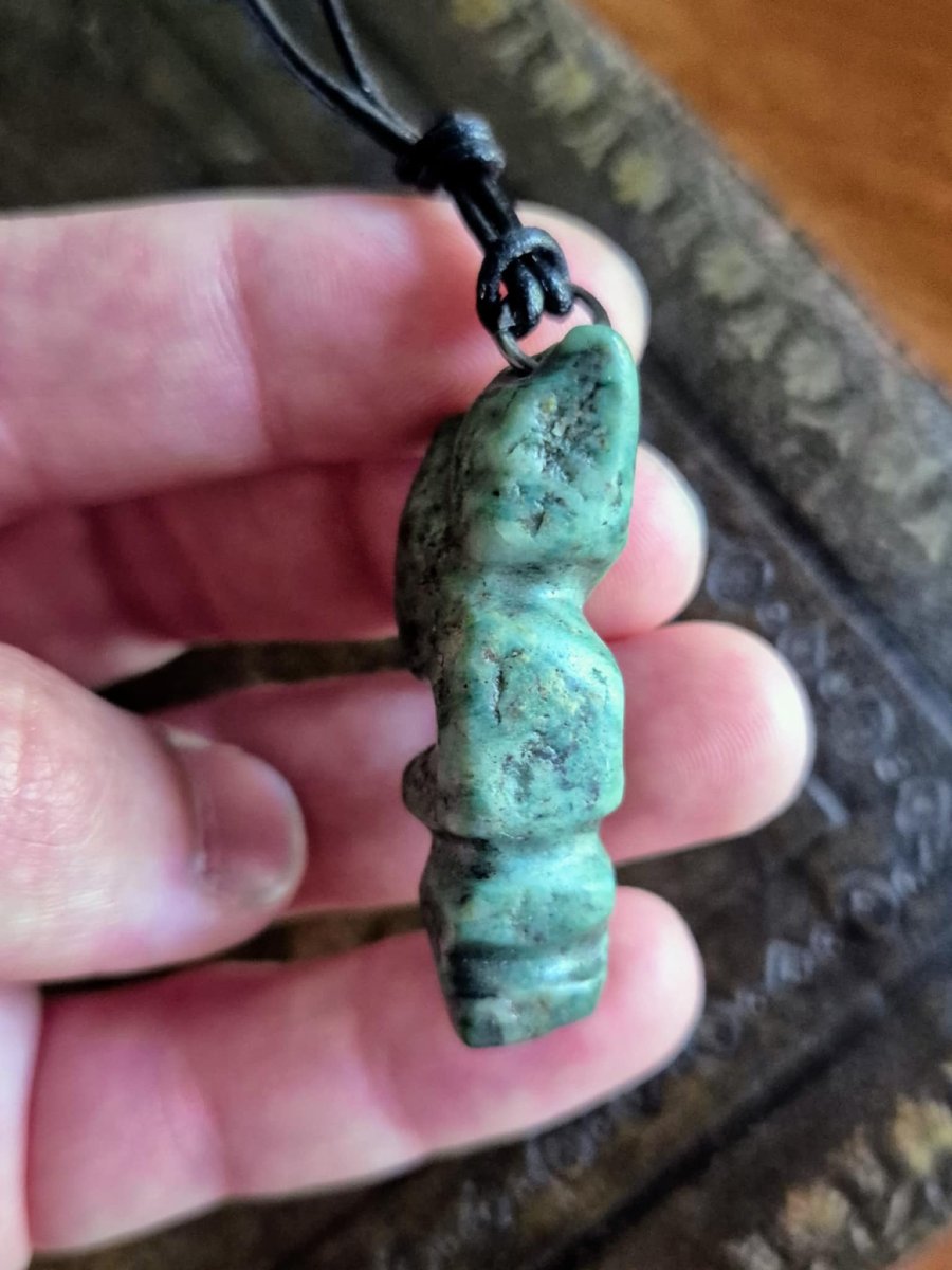 Mayan Jadeite Talismanic Amulet - Antique Pendant -photo-1