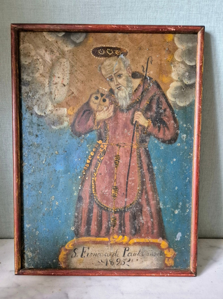 Saint Francis Of Paola - Attr. Cusco School 19th Century -photo-3