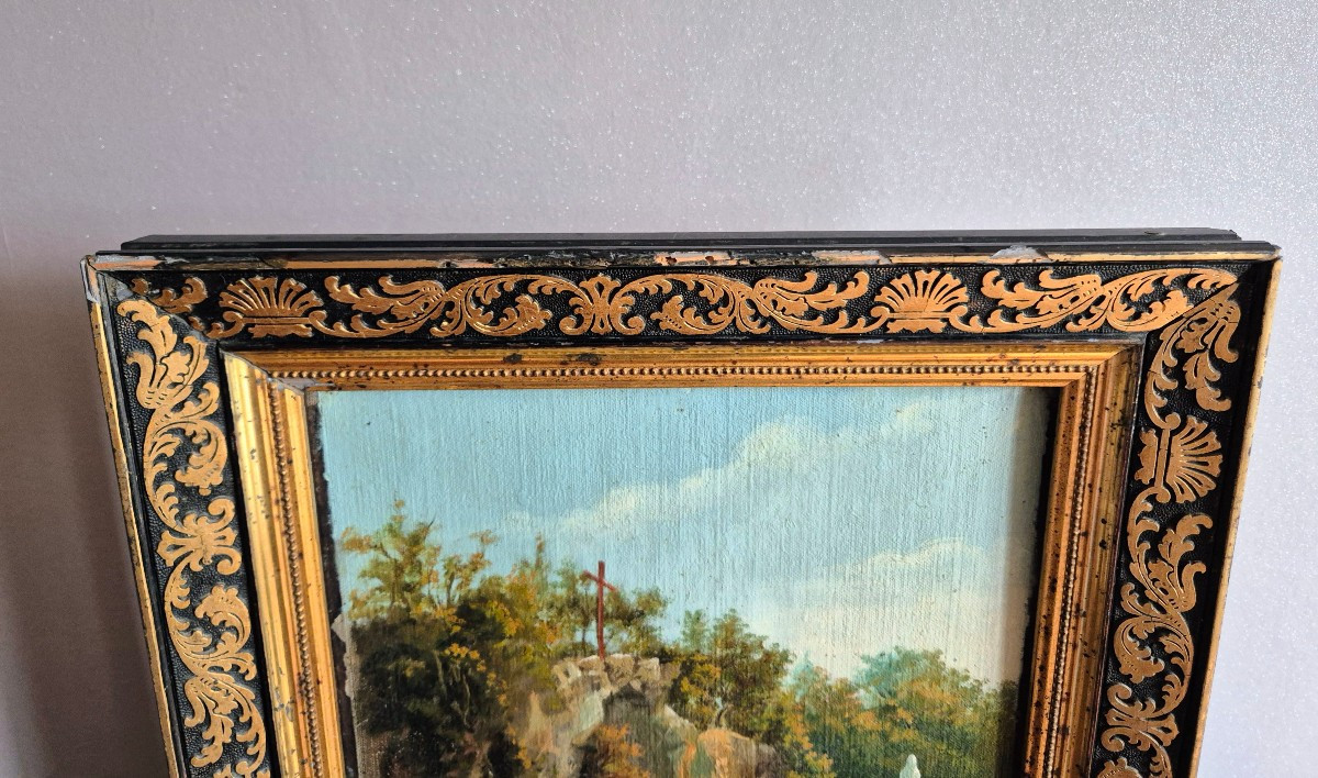 Oil On Canvas, 19th Century, Mounted On Wood-photo-3