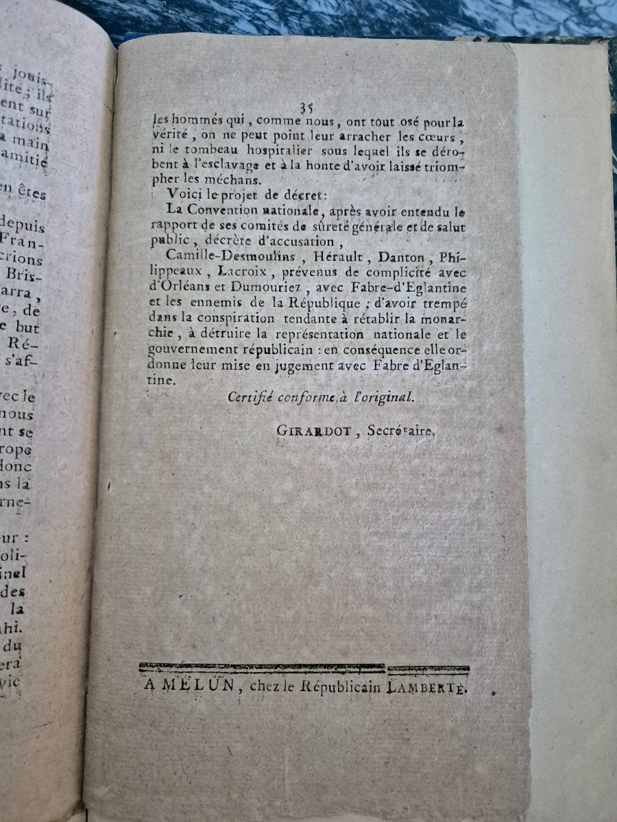 Death Sentence For Danton And Desmoulins By Saint-just - Revolution 1794 Brochure-photo-4