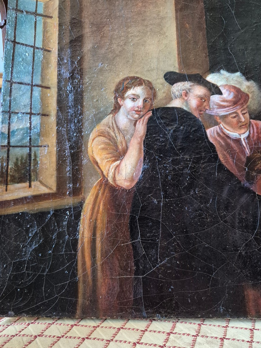 The Music Lesson. Oil On Venetian Canvas, 19th Century -photo-3