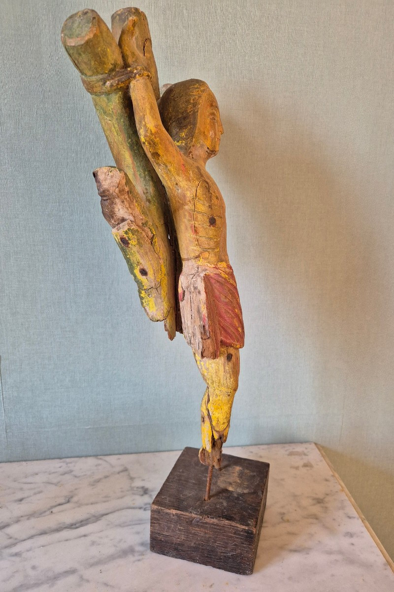 Saint-Sébastien - Bois polychrome du XVIIe siècle -photo-4