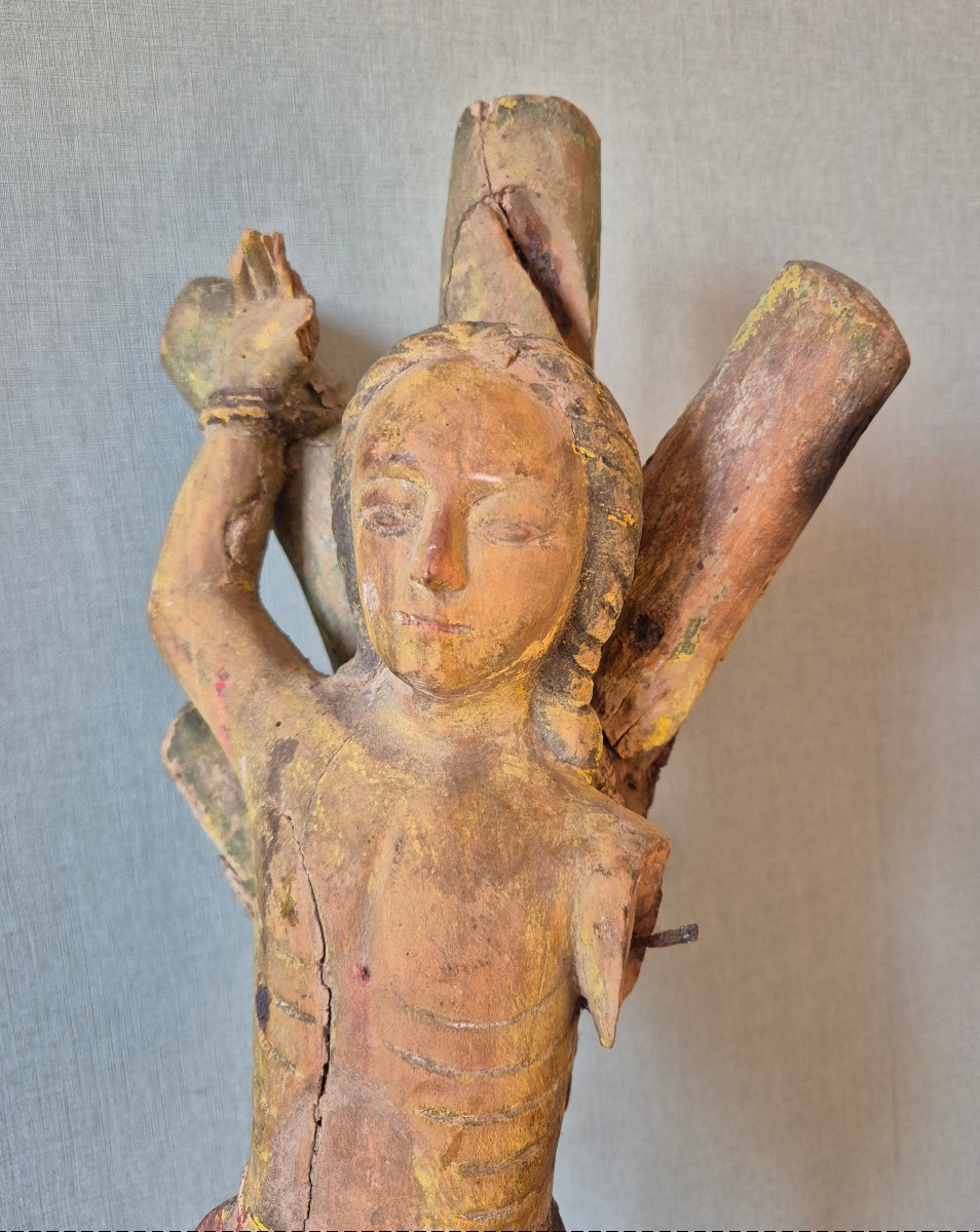 Saint-Sébastien - Bois polychrome du XVIIe siècle -photo-1