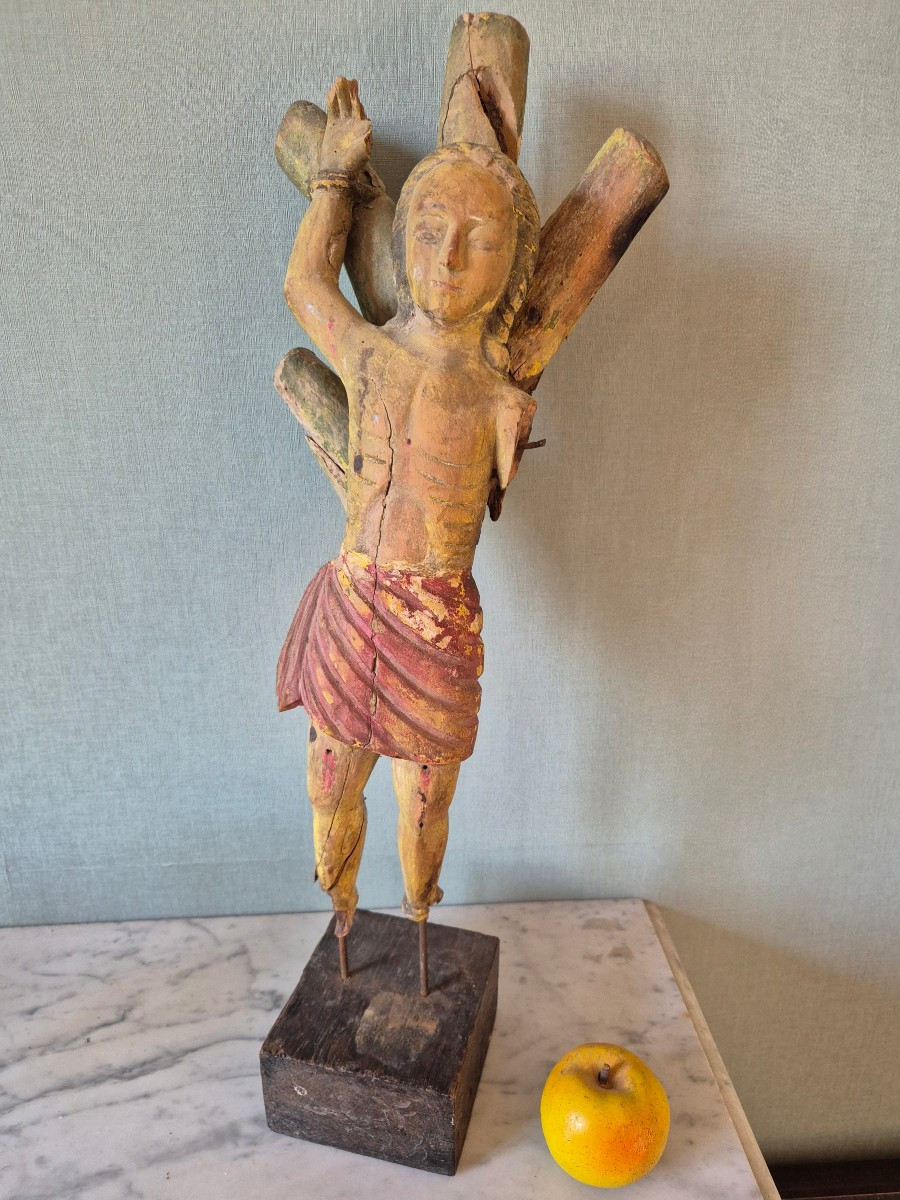 Saint-Sébastien - Bois polychrome du XVIIe siècle -photo-4