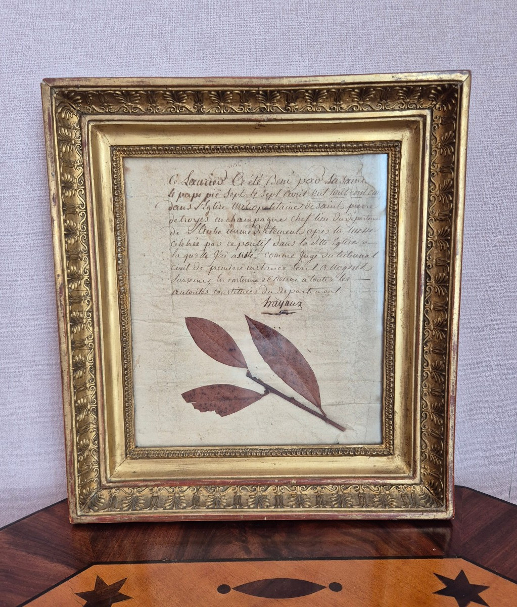 Empire Period Reliquary Frame Of A Laurel Tree Blessed By Pope Pius VII In 1805