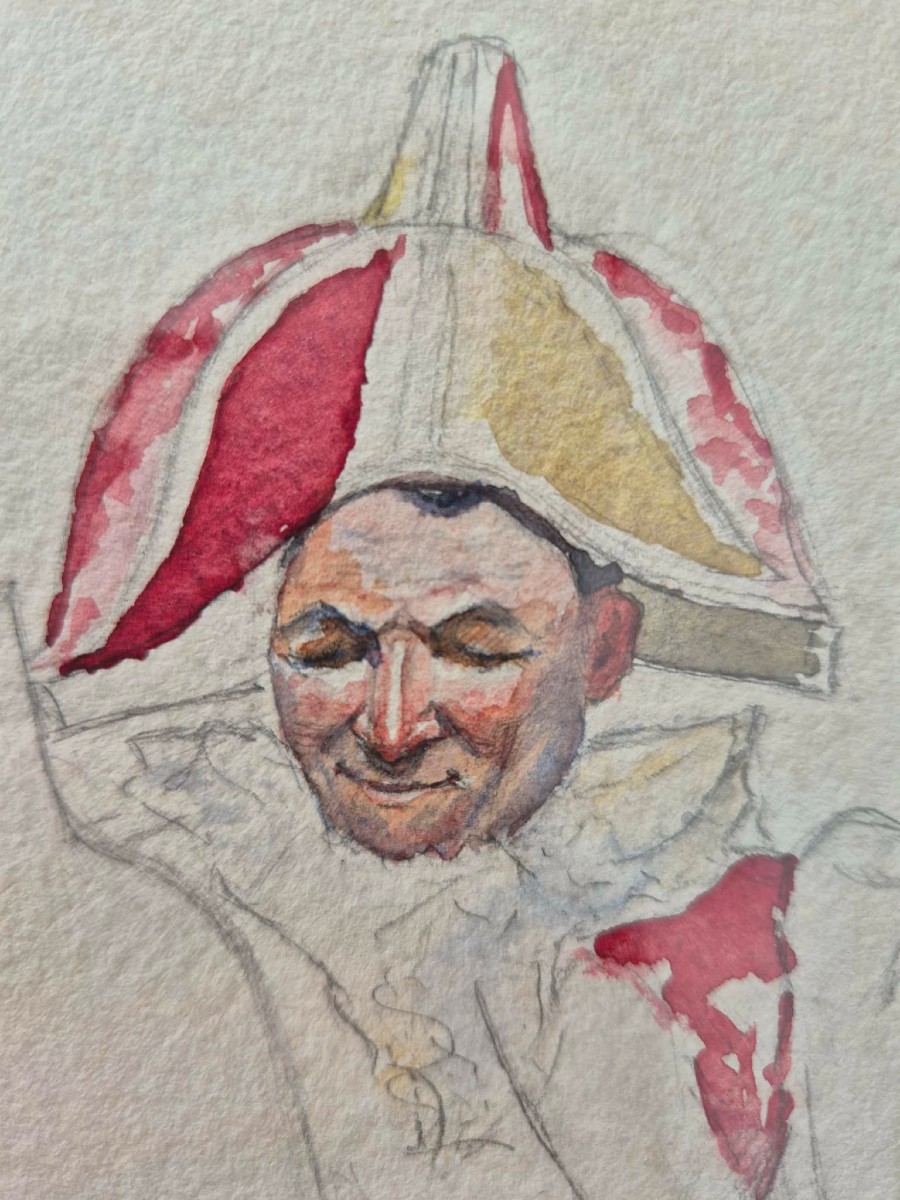 Watercolor Drawing Of A Theatrical Costume, A Major Arcana Of The Tarot, 19th Century 