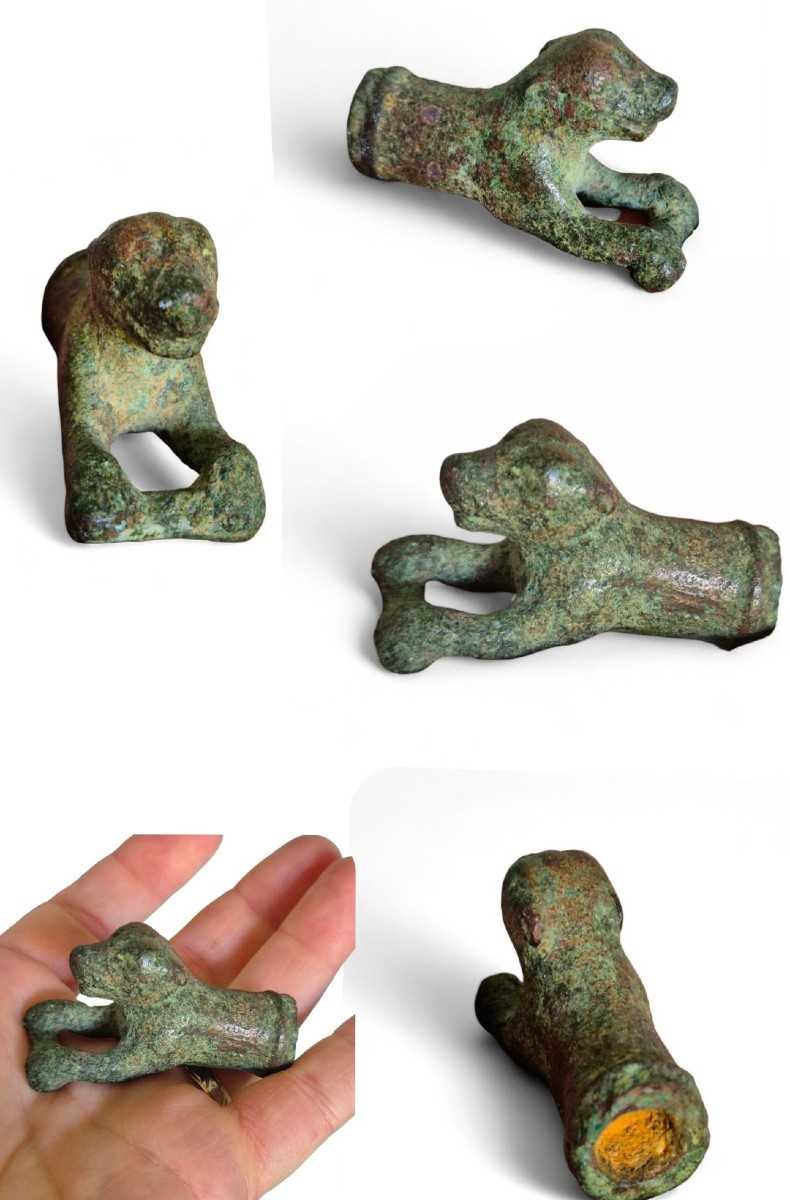 Manche de couteau romain zoomorphe en bronze - Archéologie-photo-5