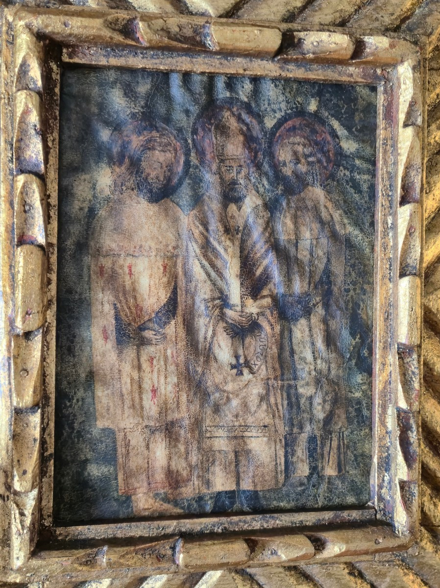 The Three Hierarchs - Orthodox Icon On Vellum-photo-2