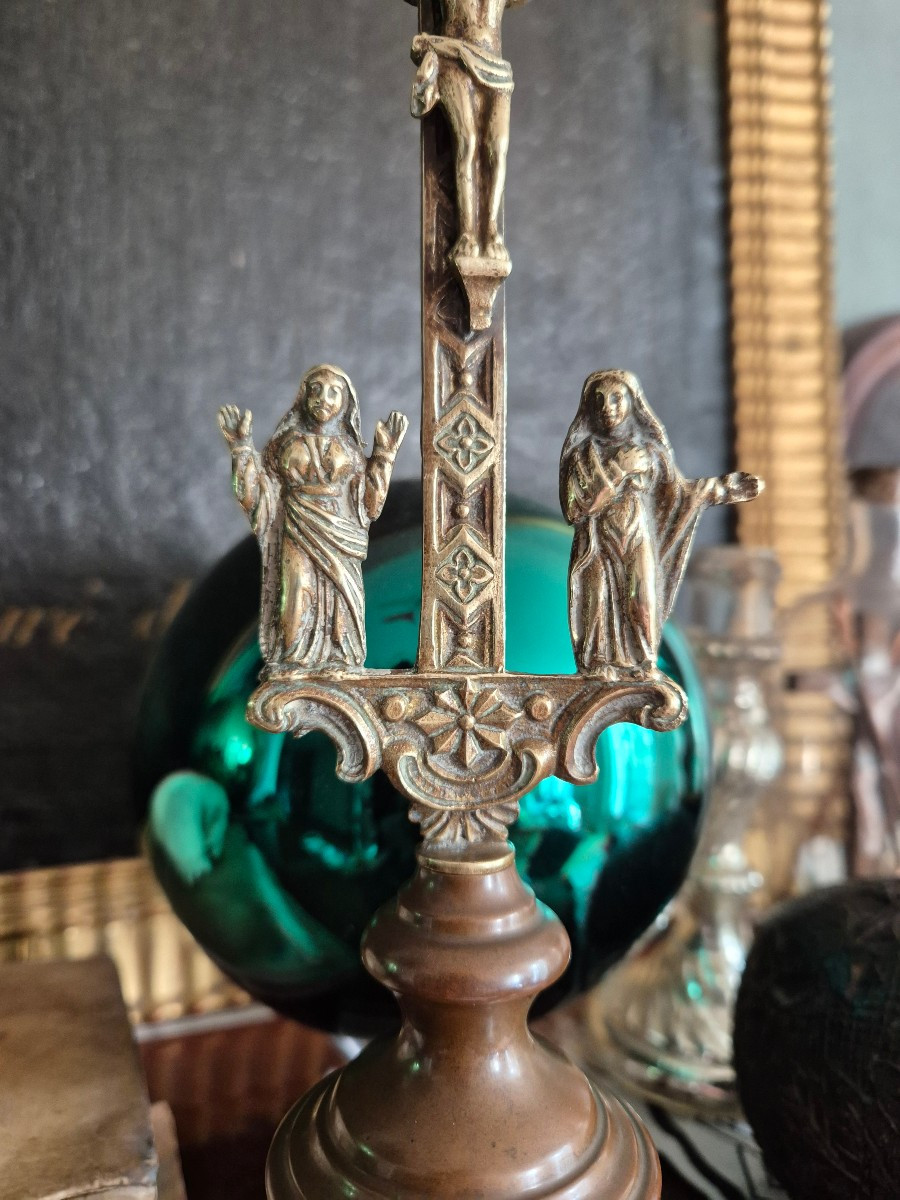 Crucifix circa 1830 Bronze et Cristal du Creusot-photo-4