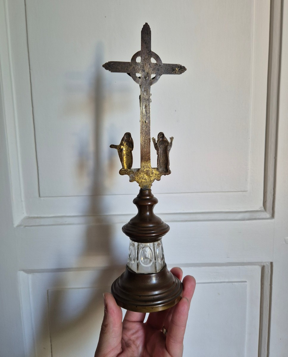 Crucifix circa 1830 Bronze et Cristal du Creusot-photo-2