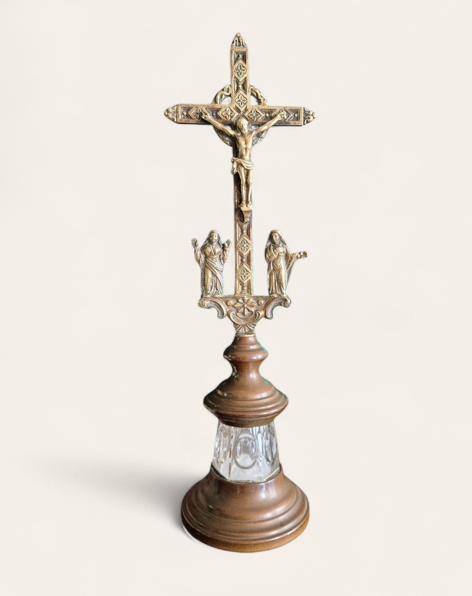 Crucifix circa 1830 Bronze et Cristal du Creusot-photo-3