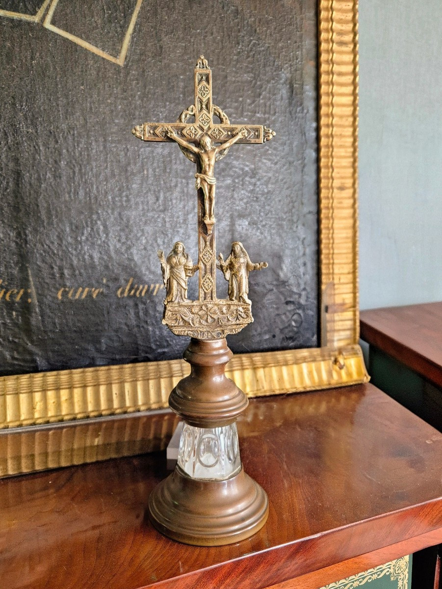 Crucifix circa 1830 Bronze et Cristal du Creusot