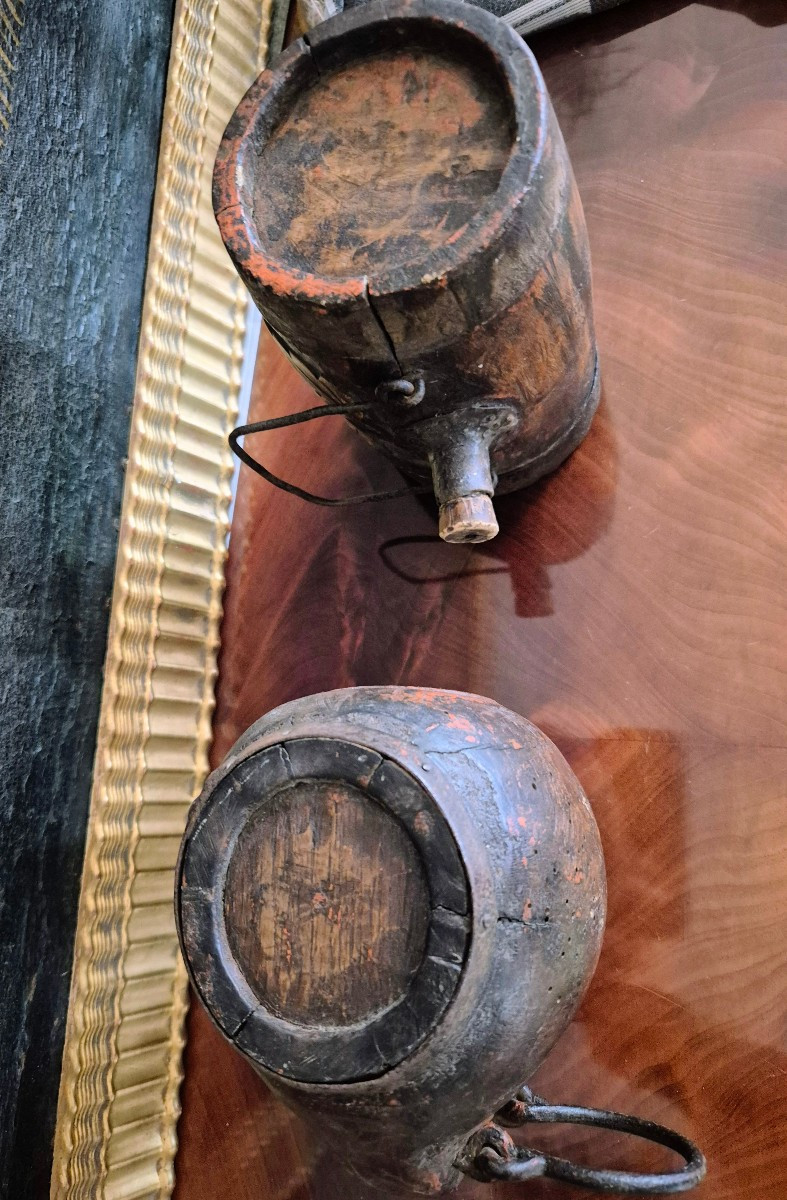 Paire de tonnelets en bois sculpté - Objets de voiliers XIXe siècle -photo-3