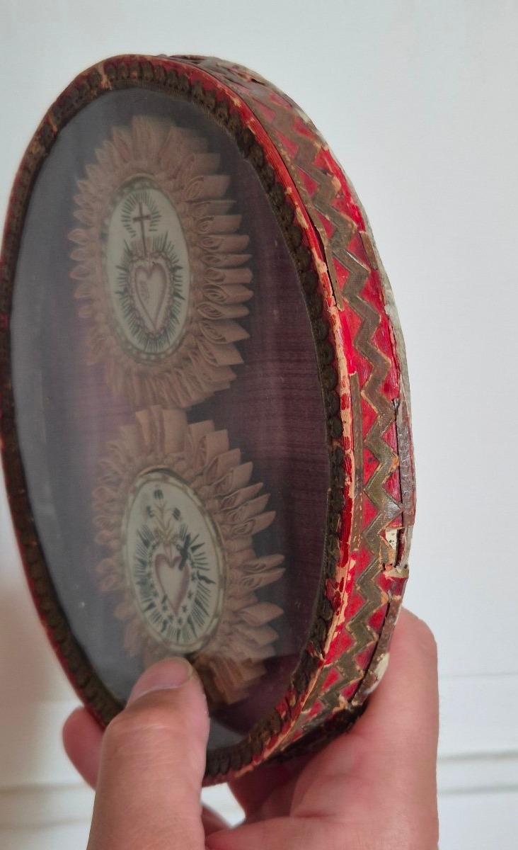 Ex voto de deux cœurs ardents - paperolles Travail de couvent -photo-2