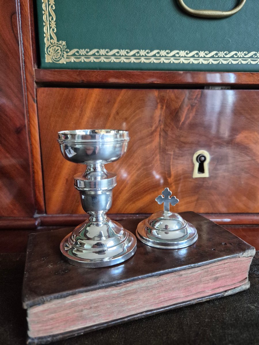 19th-century Solid Silver Communion Cup For The Sick -photo-2