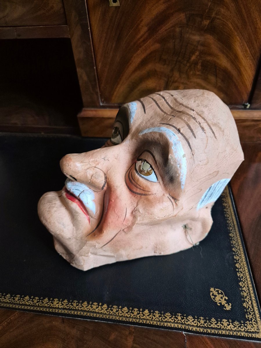 Masque de carnaval en papier mâché Tout début XXe siècle -photo-2