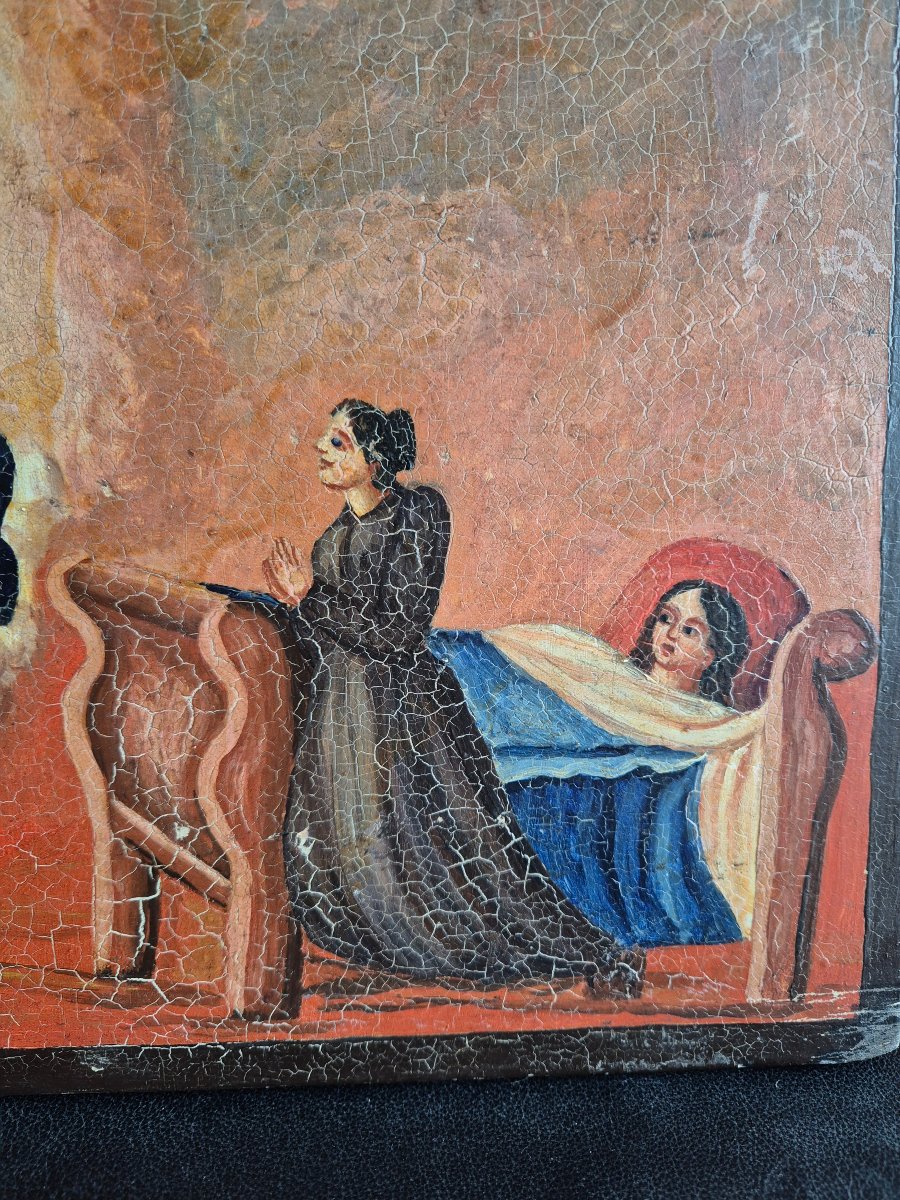 Ex voto Huile sur Panneau 1897 Scène de guérison -photo-2