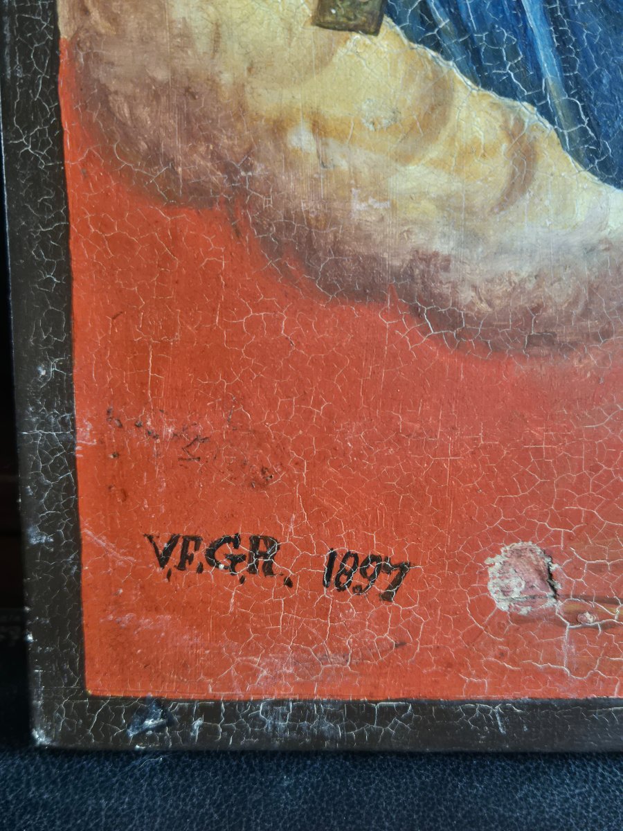 Ex voto Huile sur Panneau 1897 Scène de guérison -photo-4