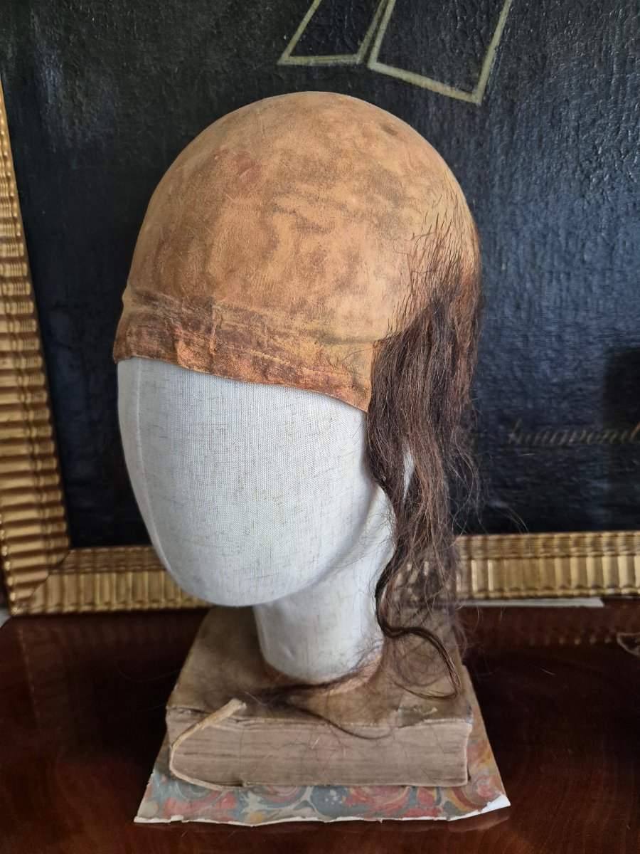 Theater Cap, Circa 1900 - Leather And Hair-photo-2