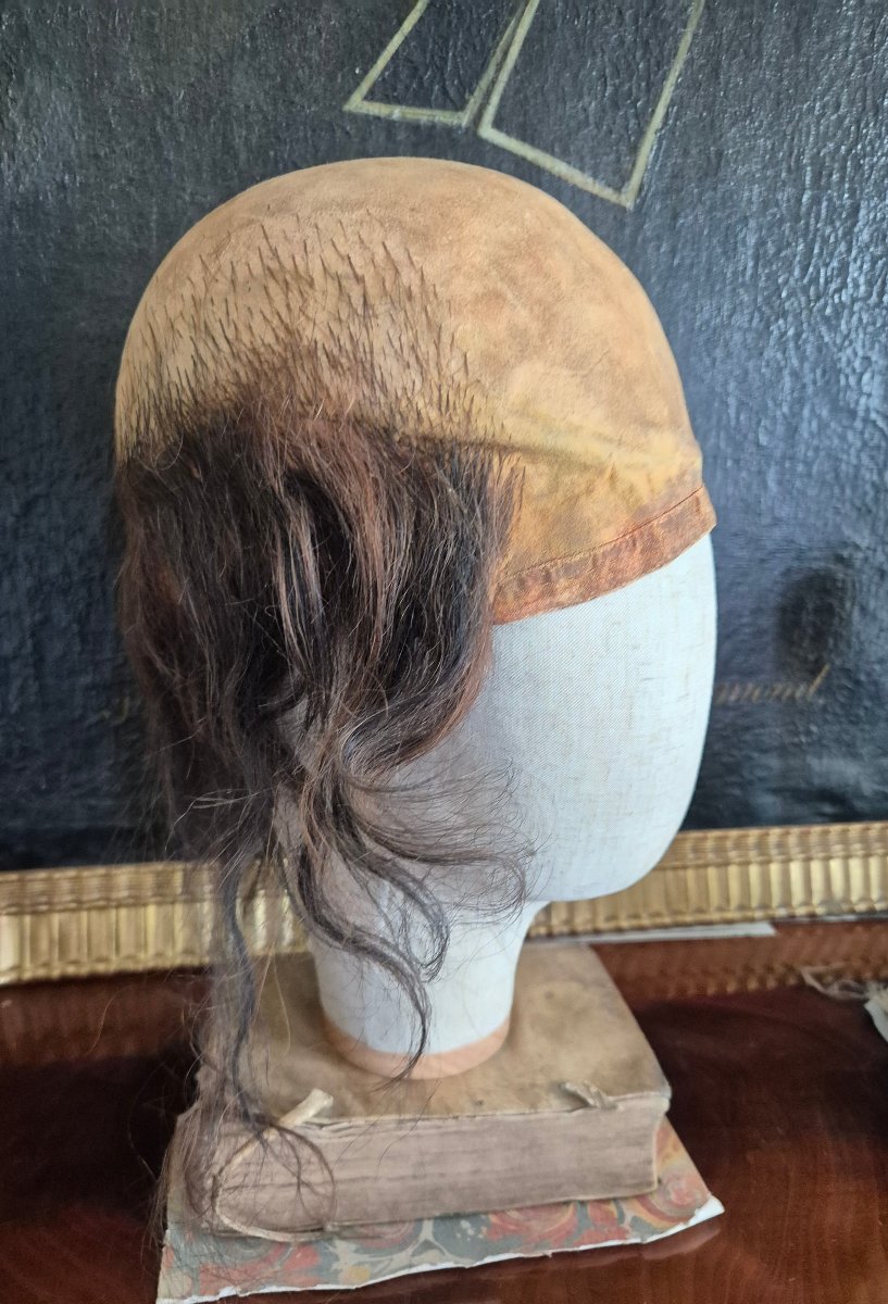 Theater Cap, Circa 1900 - Leather And Hair-photo-3