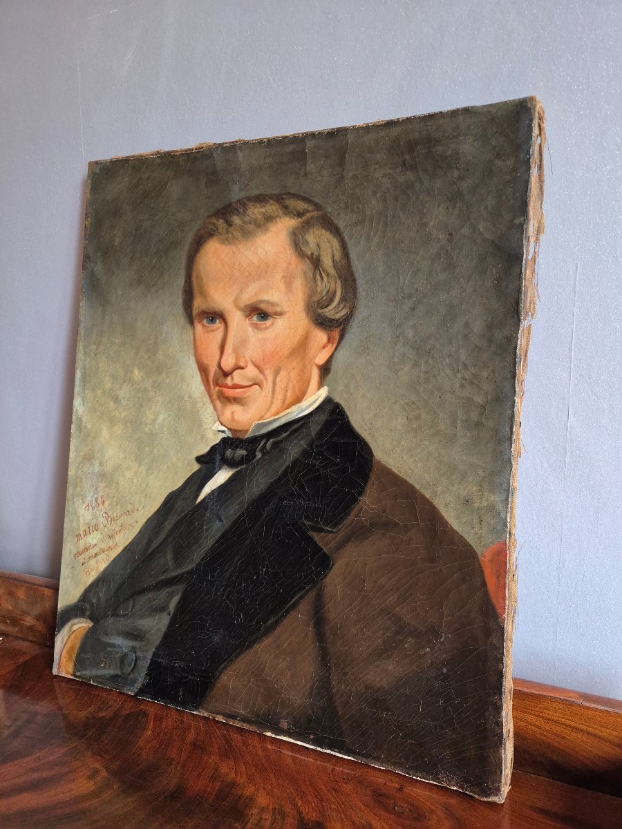 Portrait d'homme Huile sur toile Ecole française XIXe siècle -photo-4