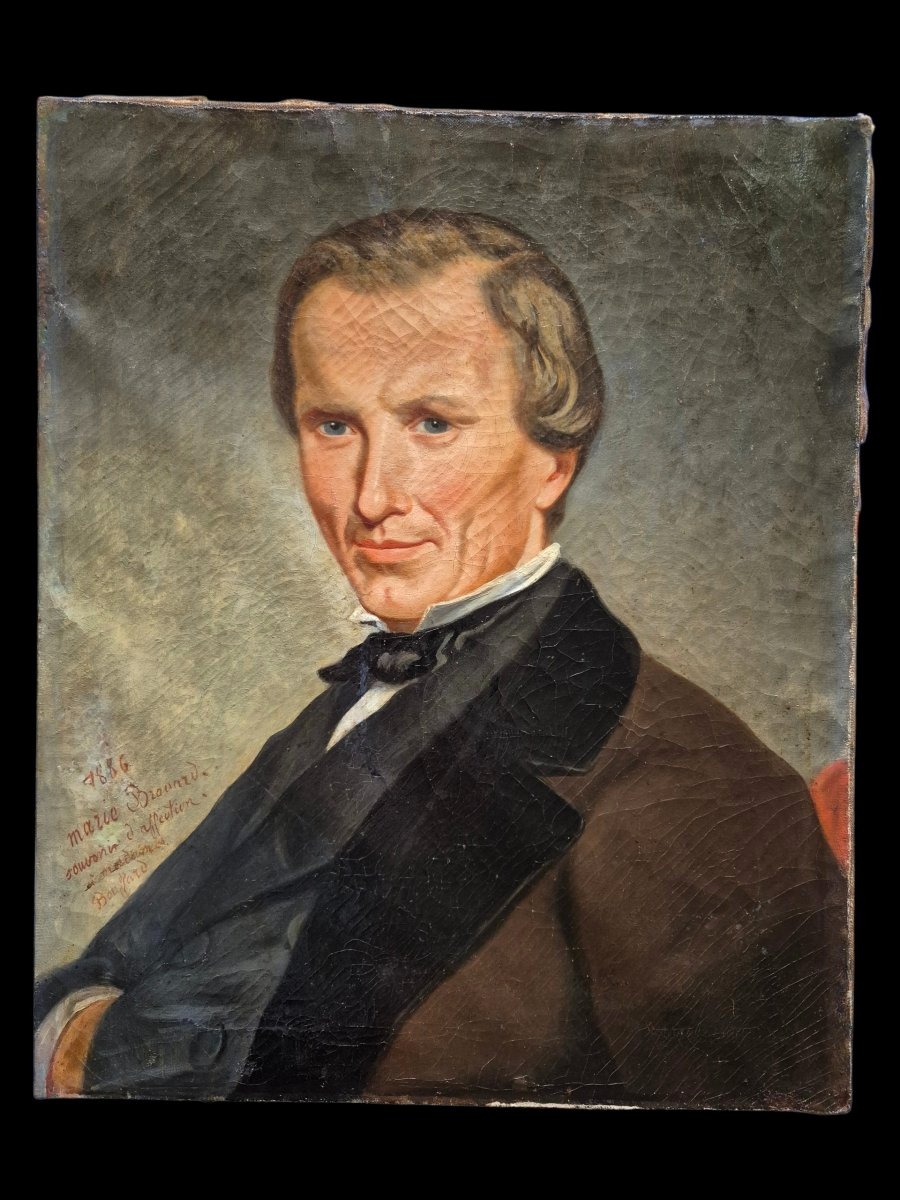 Portrait d'homme Huile sur toile Ecole française XIXe siècle -photo-2