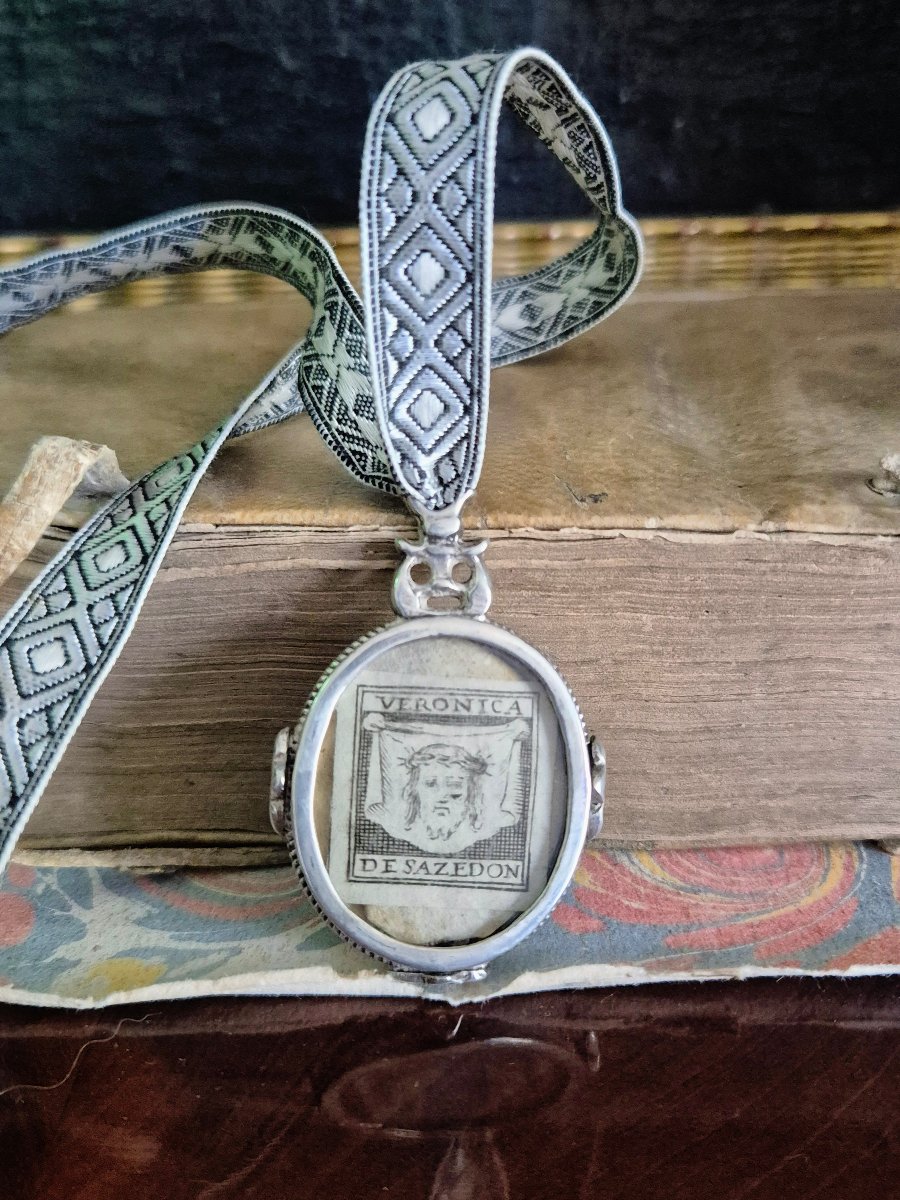 Sainte Face Voile de Véronique - Reliquaire pendentif ex voto XIXe siècle 