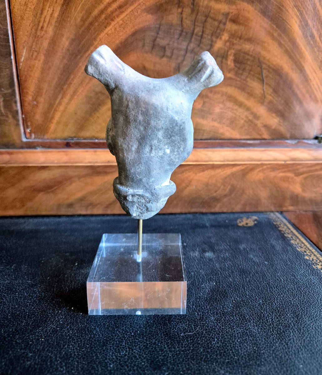 Tête Ocarina anthropomorphe en terre cuite – Tumaco XIV-XVe siècle-photo-4