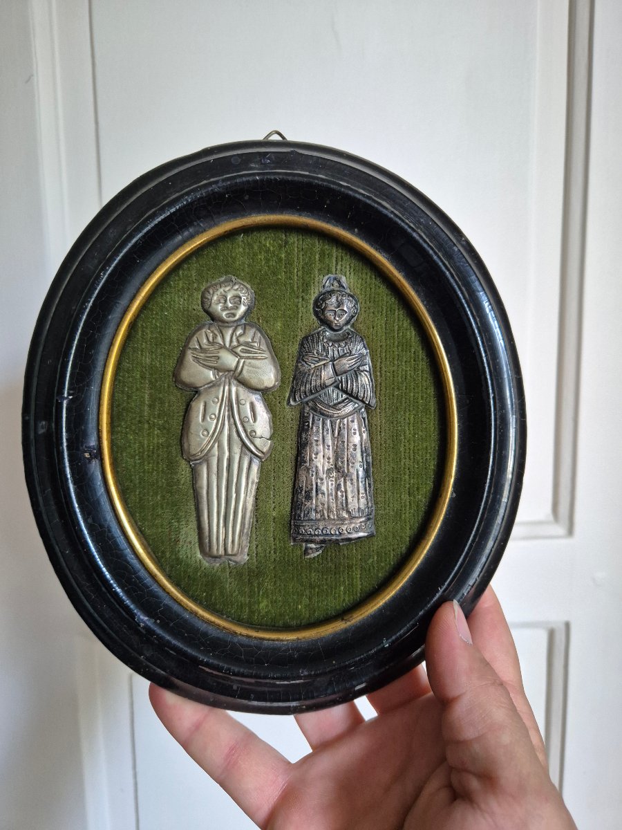 Couple Ex voto encadré XIXe siècle -photo-3