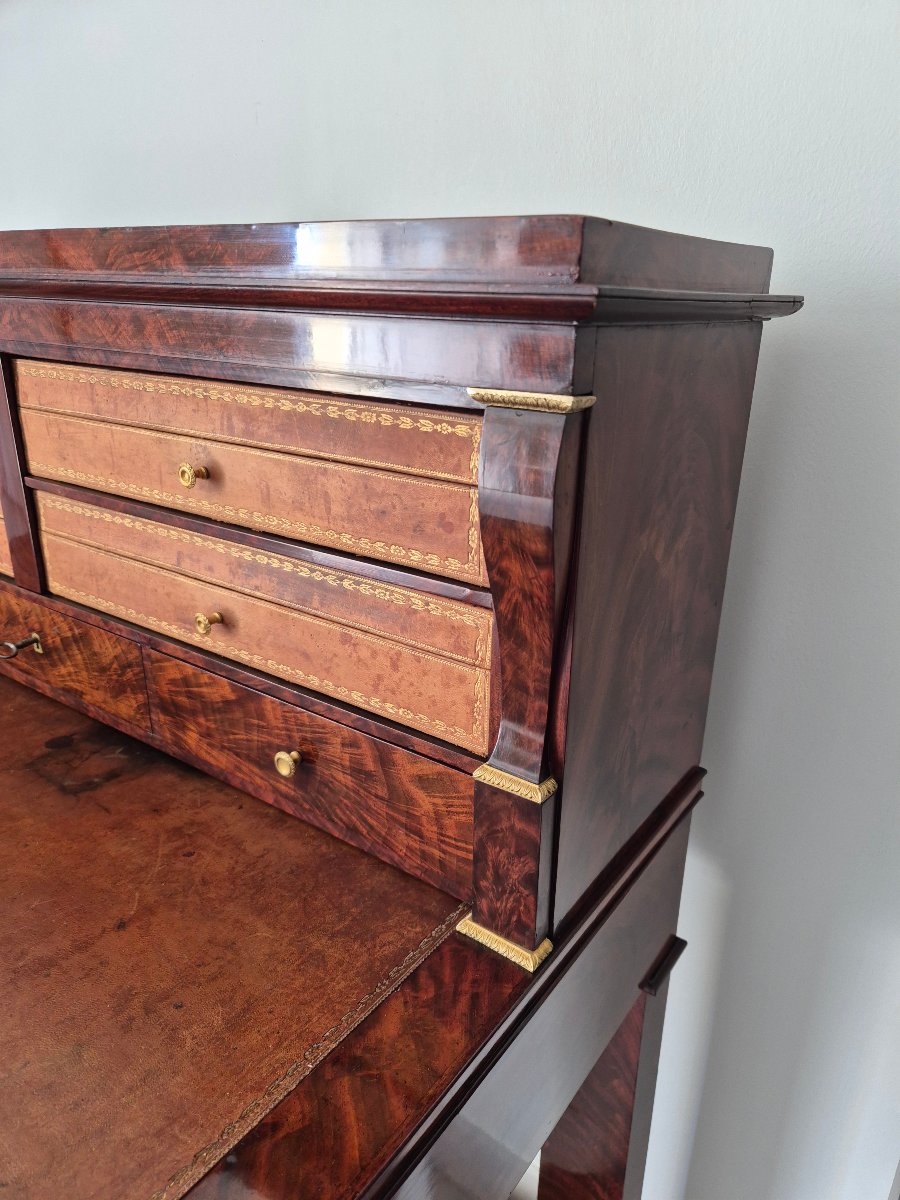 "bonheur Du Jour" Stamped "antoine-nicolas Lesage," Flamed Mahogany -photo-2