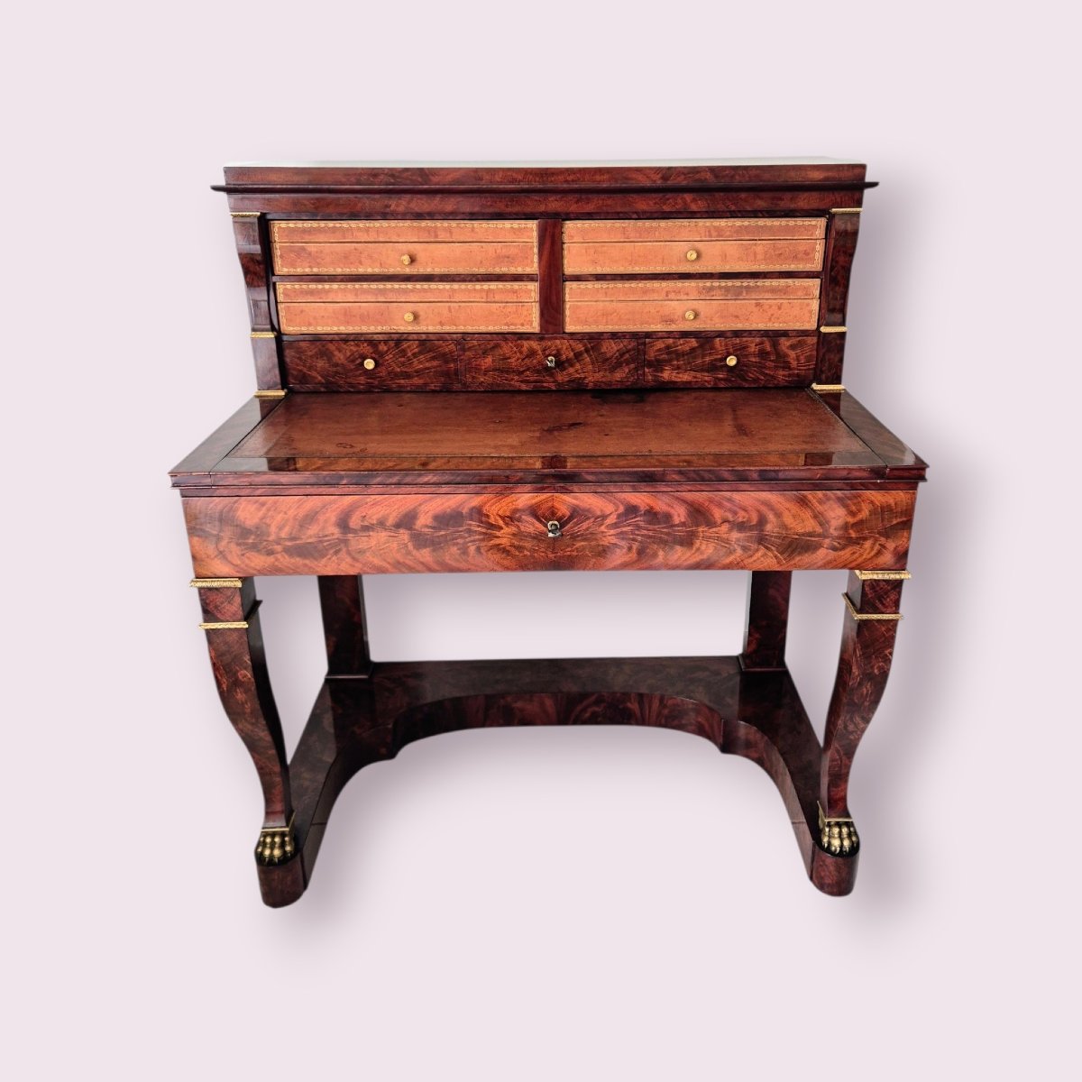 "bonheur Du Jour" Stamped "antoine-nicolas Lesage," Flamed Mahogany 