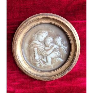 Wax Virgin With Framed Chair - Religious Painting