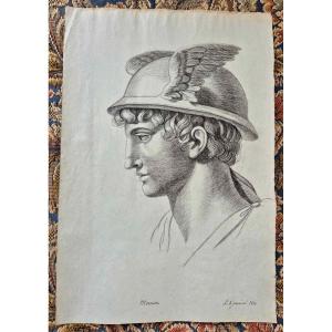 Original Drawing "mercury" In Pencil - Alphonse De Boisricheux - Empire Period - 19th Century