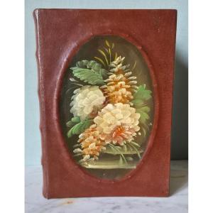 Boite en trompe l'œil Faux livre en cuir et peinture à l'huile 