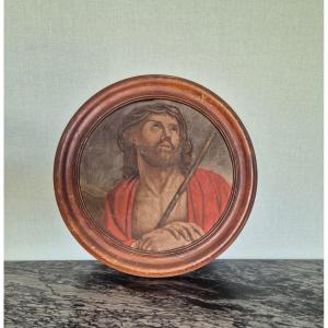 Christ aux liens - huile sur toile marouflée sur bois XVIIIe
