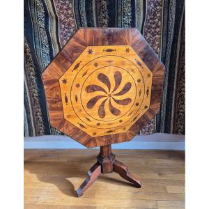 Guéridon Epoque Restauration en marqueterie - Charles X