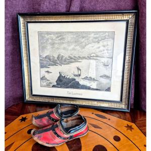 La Laponie - Paire de chaussures Samis et Dessin original 1895