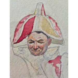 Watercolor Drawing Of A Theatrical Costume, A Major Arcana Of The Tarot, 19th Century 