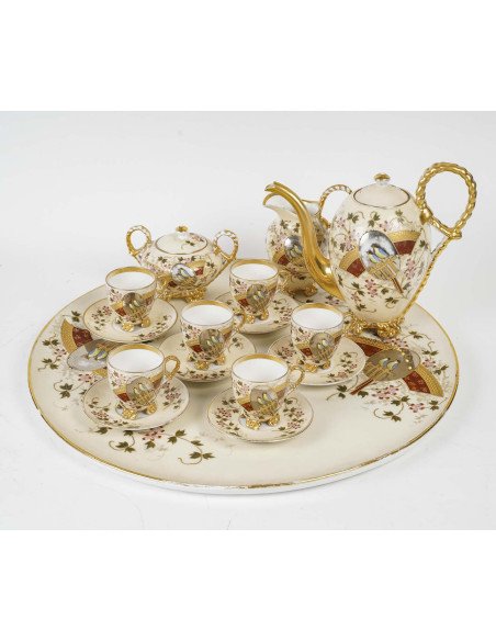 Porcelain Coffee Service In The Satsuma Style—japonism, Napoleon III Period, Late 19th Century