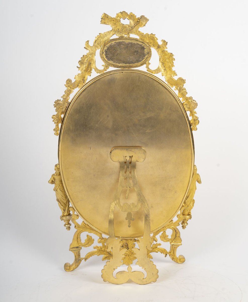 Table Mirror In Gilded Bronze And Porcelain In The Sèvres Style—louis XVI Style, N Period-photo-3