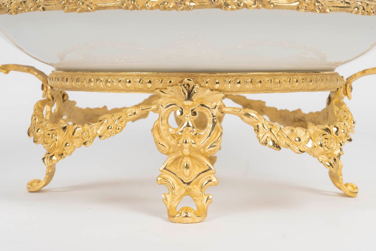Coupe en porcelaine et monture en bronze doré, XIXème siècle-photo-3