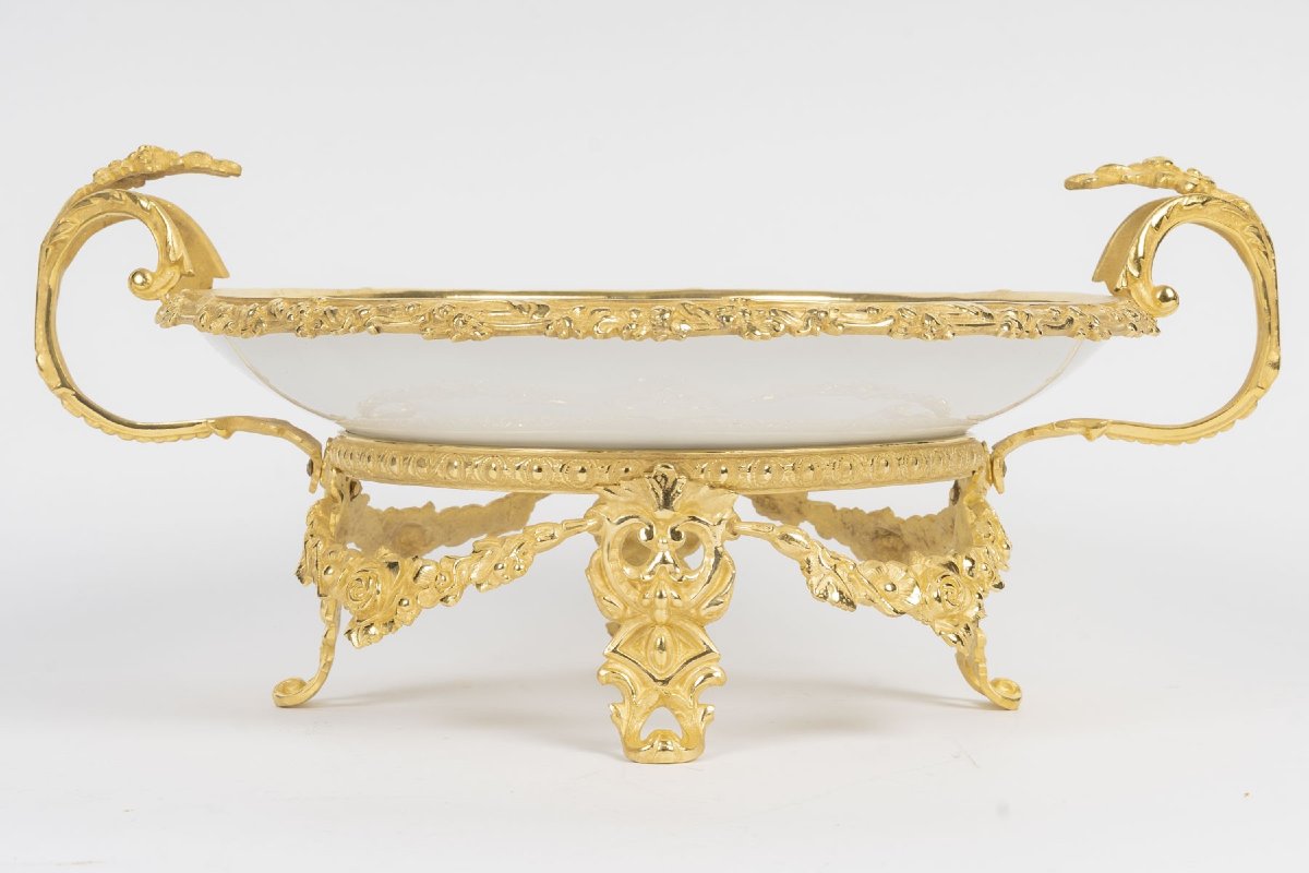 Coupe en porcelaine et monture en bronze doré, XIXème siècle-photo-4