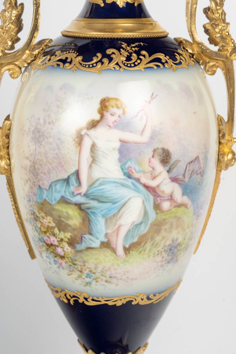 Pair Of Vases In The Sèvres Style, 19th Century—napoleon III Period-photo-3