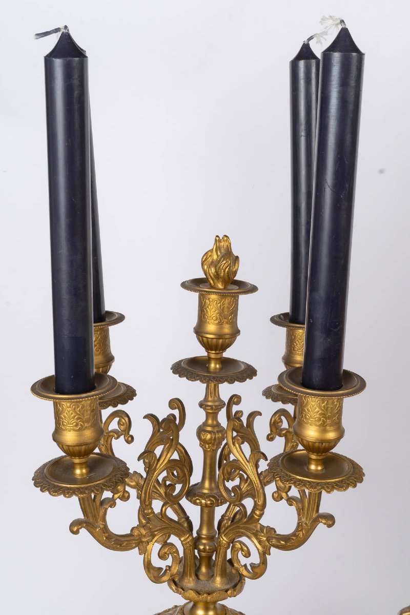 Napoleon III-style Fireplace Mantelpiece In Gilded Bronze And Sèvres Blue Porcelain – Late 19th Century -photo-3