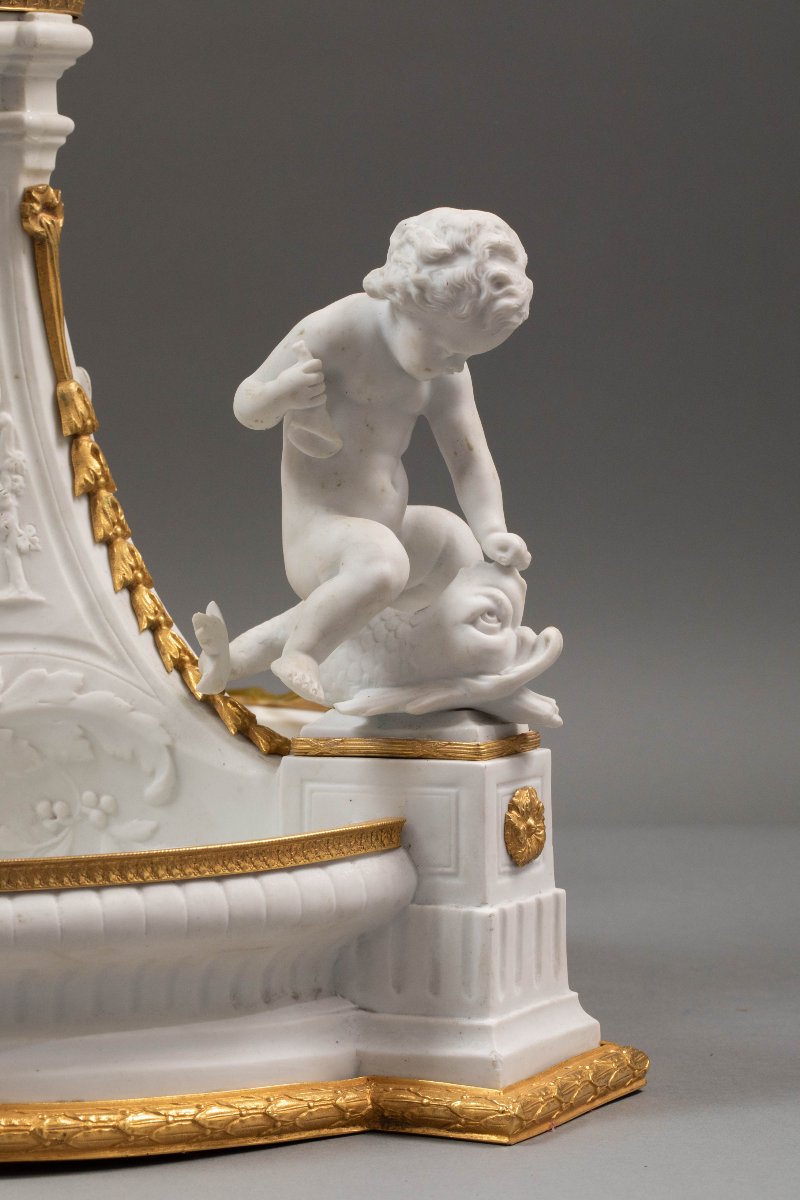 Centerpiece Made Of Biscuit Porcelain And Gilded Bronze, 19th Century-photo-2