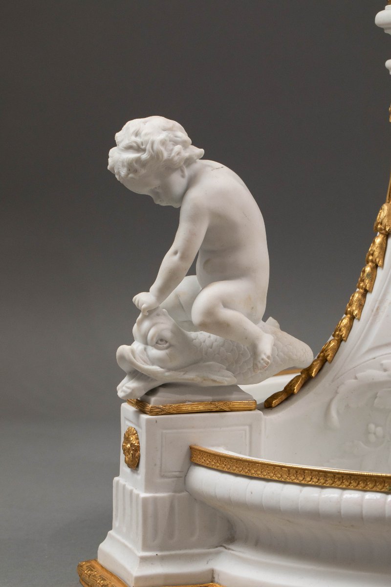 Centerpiece Made Of Biscuit Porcelain And Gilded Bronze, 19th Century-photo-4