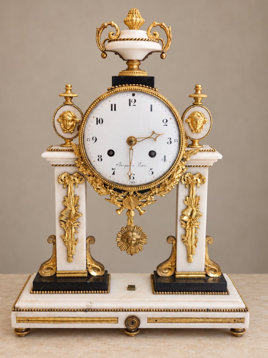Pendule portique Breguet à Paris en marbre et bronze doré – Vers 1800