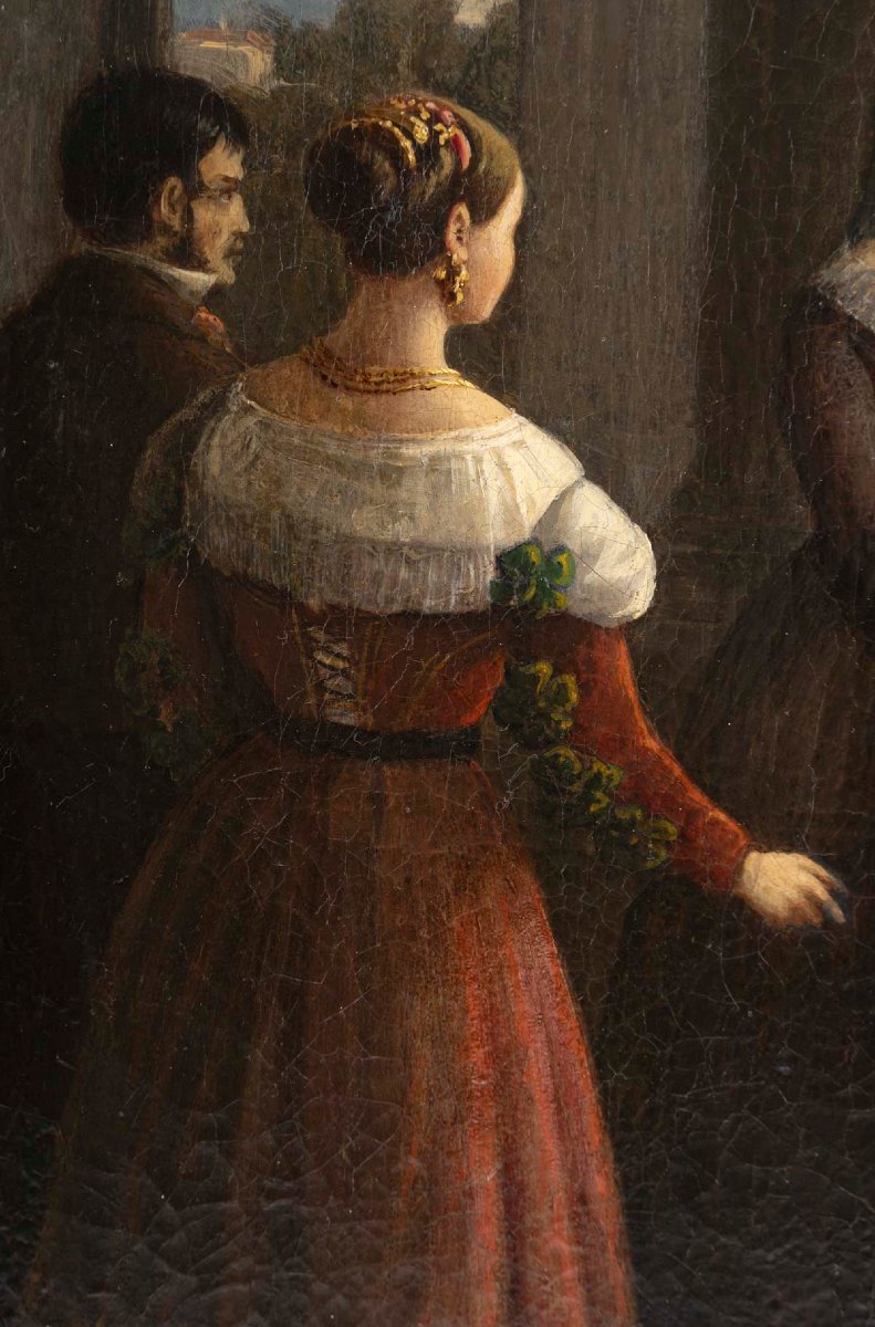 Huile sur Toile, Mariage napolitain – École italienne, début du XIXᵉ siècle-photo-4